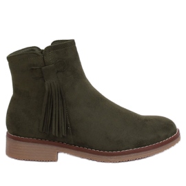 Bottines Jodhpur vertes à franges 8B907 Vert