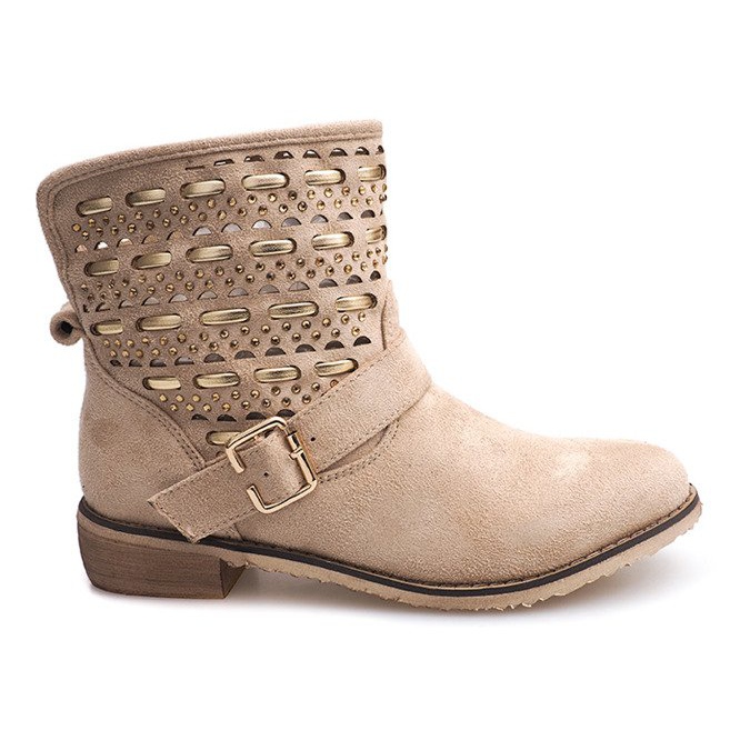 Bottes élégantes, chaussures à boucle JN-109 Beige Bottes élégantes, chaussures à boucle JN-109 Beige