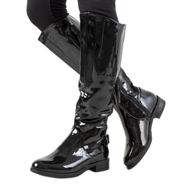 Boots laquées noires W-90 le noir