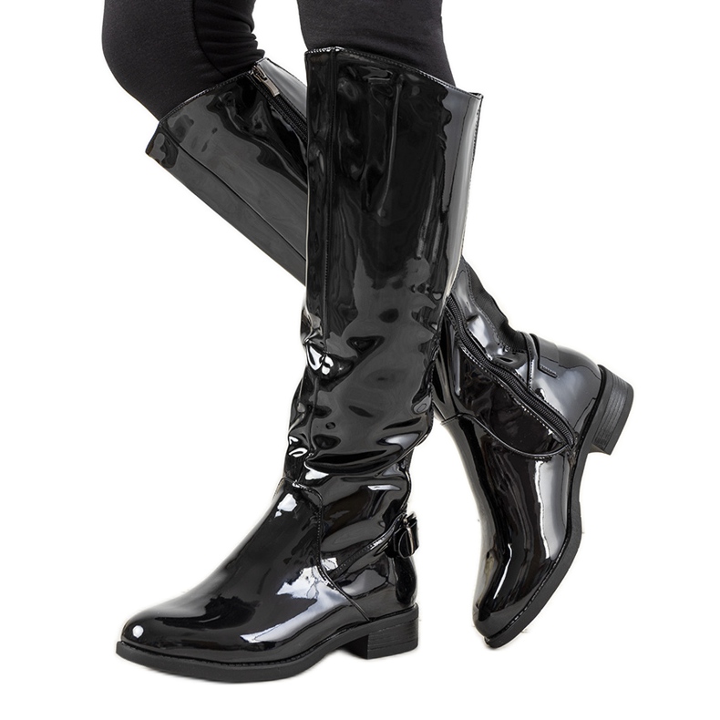 Boots laquées noires W-90 le noir