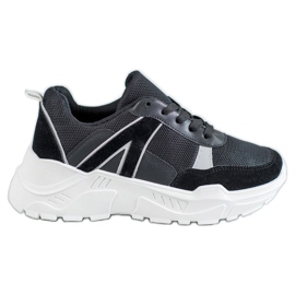 SHELOVET Chaussures attachées sur la plate-forme noir
