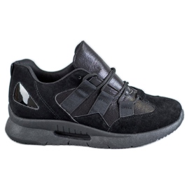 SHELOVET Chaussures de sport en daim noir