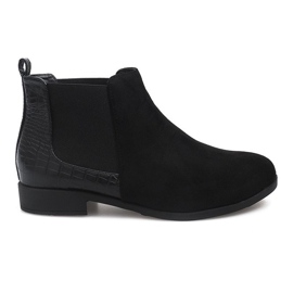 Bottines En Daim Avec Éléments En Cuir 99-225 Noir
