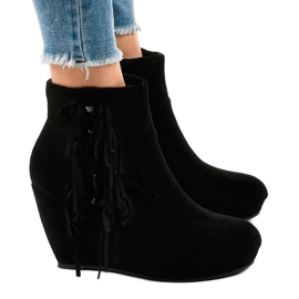 Bottines en daim noir boho LBS2586 le noir