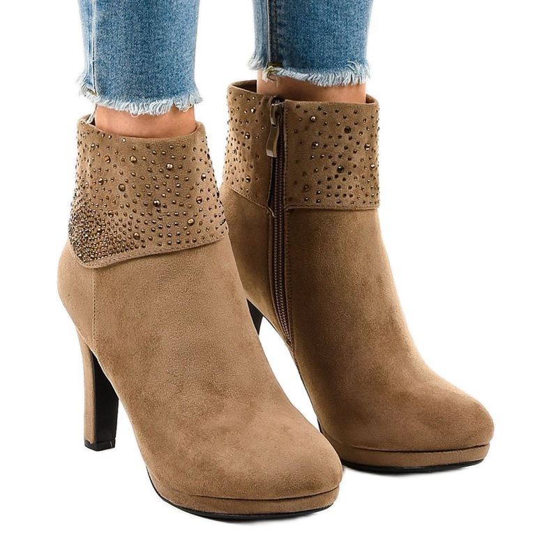 Bottines en daim kaki sur le montant SQ15 multicolore vert