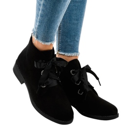 Bottines à lacets en daim noir K123 le noir