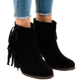 Bottines boho en daim noir sur le poteau FY8333