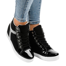 Baskets compensées noires à sequins AN2959 le noir