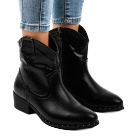 Bottines noires avec une fermeture éclair L893-2 le noir