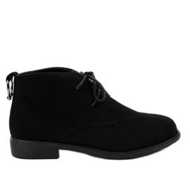 Bottines en daim noir à talons plats HJ99-94