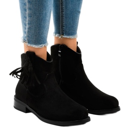 Bottines plates femme noires à franges YS476 le noir