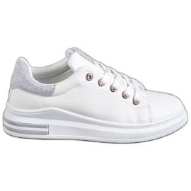 SHELOVET Baskets en cuir écologique blanc