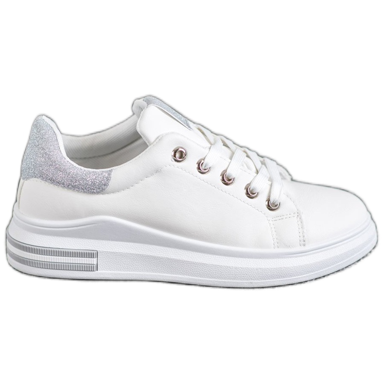 SHELOVET Baskets en cuir écologique blanche