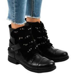 Bottes noires pour femmes ornées d'une fermeture éclair F1611 le noir