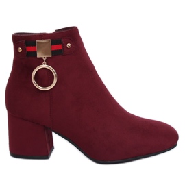 Bottines à talons bordeaux B8816-1 Wine rouge