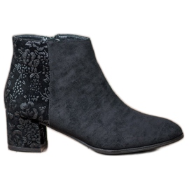 Filippo Bottines en daim à fleurs noir