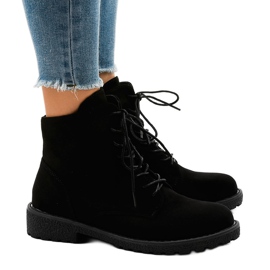 Bottines à lacets en daim noir HJ99-103 le noir