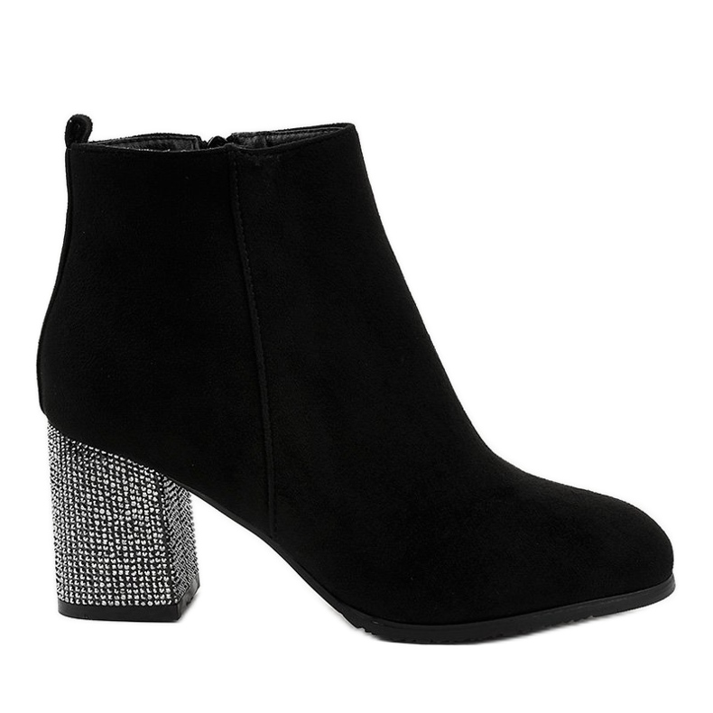 Bottines en daim noir sur le poteau DS00055 le noir