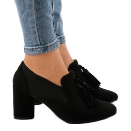 Escarpins en daim noir sur le montant LL-97P