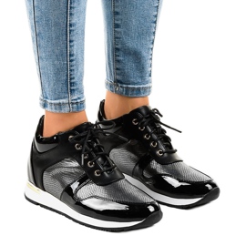 Baskets noires à lacets compensés S0054-1
