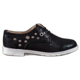 SHELOVET Chaussures nouées avec cuir écologique noir