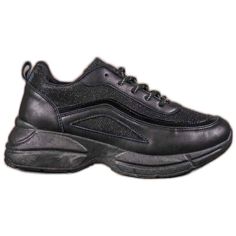 SHELOVET Chaussures de sport brillantes le noir SHELOVET Chaussures de sport brillantes le noir