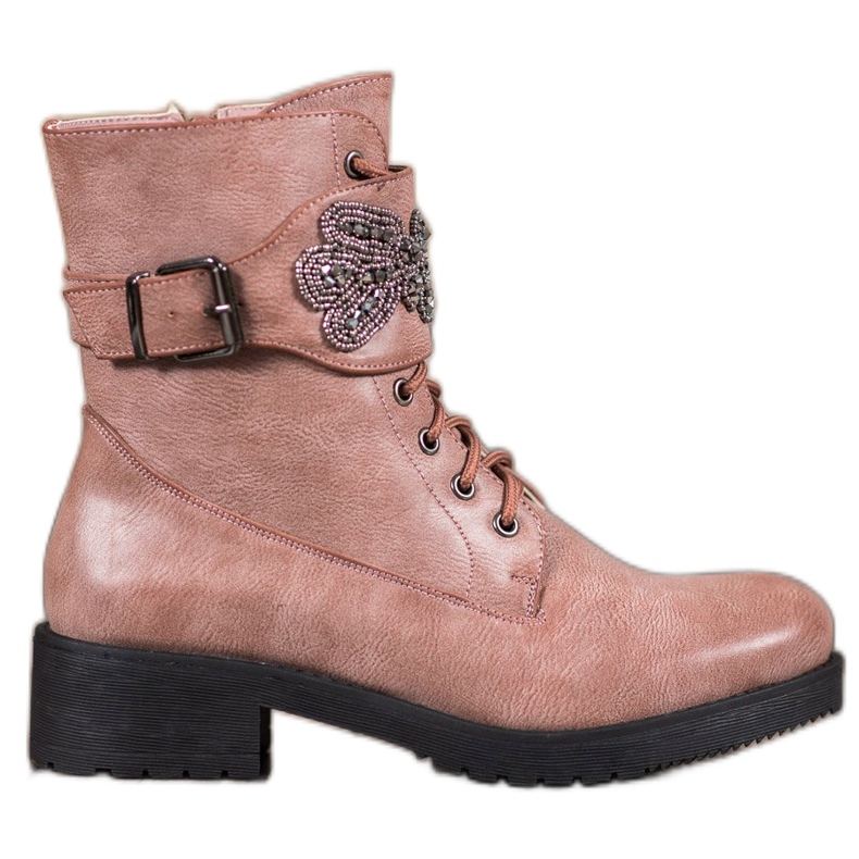 Super Me Bottines à lacets avec ornement rose Super Me Bottines à lacets avec ornement rose