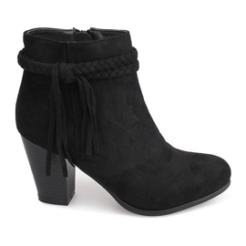 Bottines En Daim Sur Une Barre Franges B324 Noir