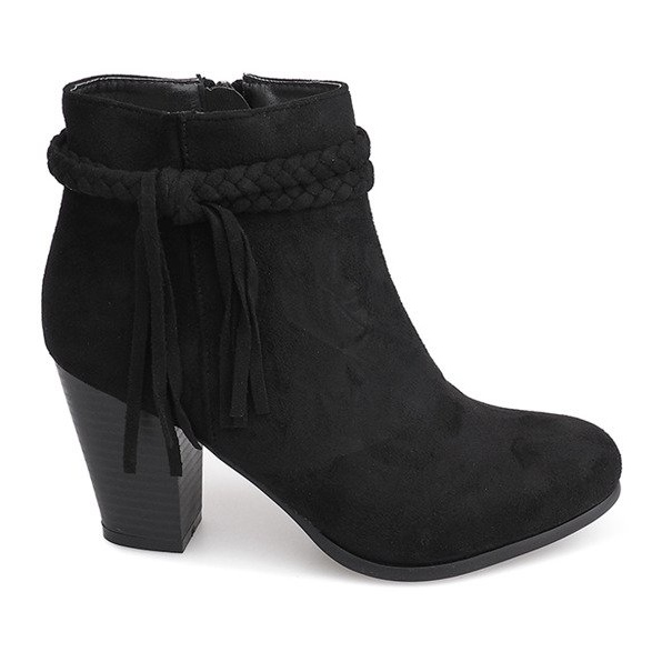 Bottines En Daim Sur Une Barre Franges B324 Noir le noir
