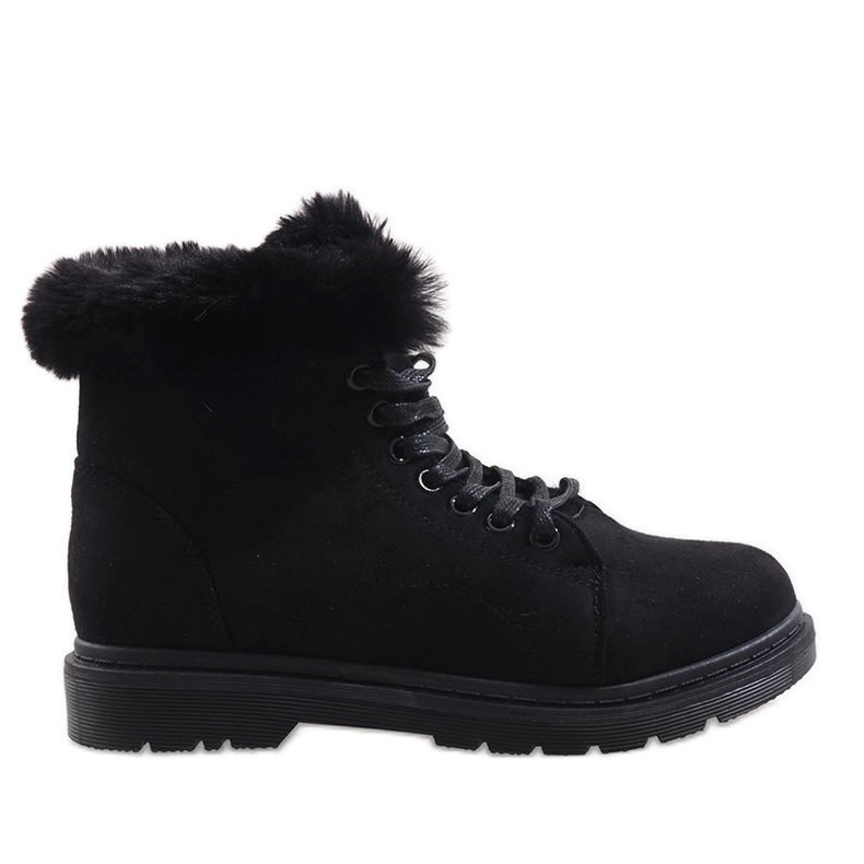 Bottes isolées en daim noir SJ1819-1 le noir
