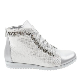 Bottines à lacets argentées avec fermeture éclair TL-21 gris