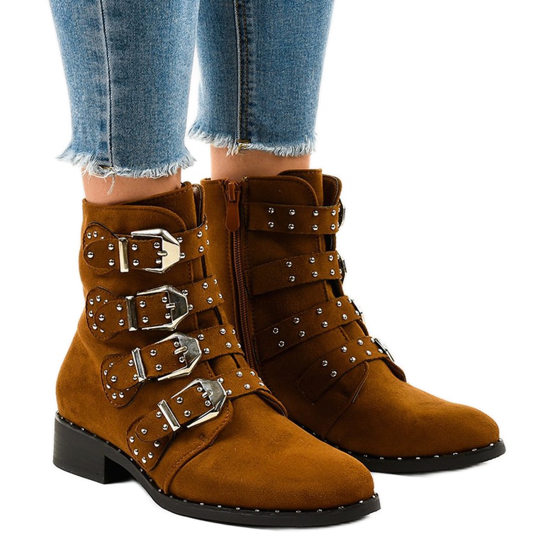 Boots femme marron avec boucles A-167 brun Boots femme marron avec boucles A-167 brun
