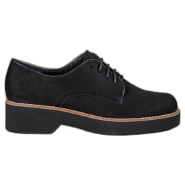 SHELOVET Chaussures en daim noires le noir