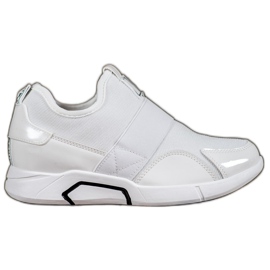 Ideal Shoes Baskets à enfiler à la mode blanche