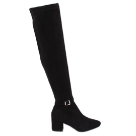 Cuissardes à talons bas noir YL-151 Noir le noir