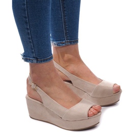 Sandales Compensées 3H096 Beige