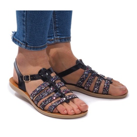 Sandales 3-8 Noir avec Brocart le noir