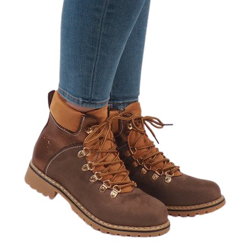 Boots femme daim camel BK-29 brun