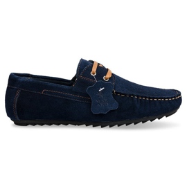 Mocassins Cuir à Lacets SH57 Bleu Marine Mocassins Cuir à Lacets SH57 Bleu Marine