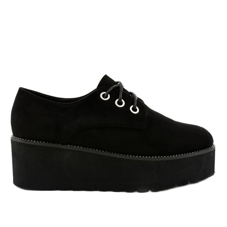 Chaussures compensées creepers noires pour femme 1681 le noir Chaussures compensées creepers noires pour femme 1681 le noir