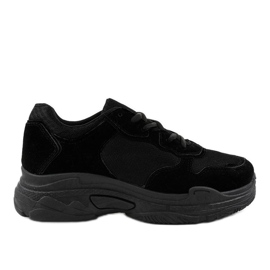 Chaussures de sport pour femmes en daim noir R-372