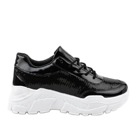 Chaussures de sport noires à paillettes W-3118
