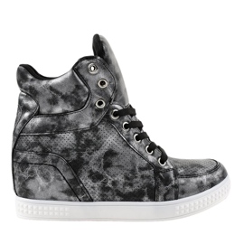 Baskets noires compensées à lacets ON001