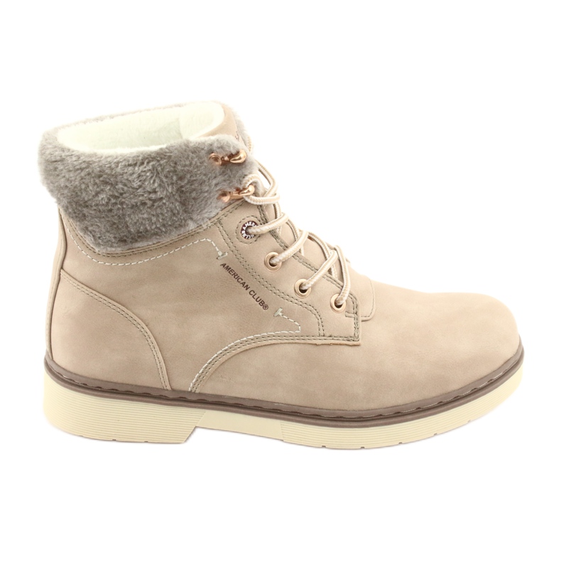 American Club Bottes américaines en dentelle féminine -up beige rh47