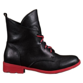 Filippo Bottines à lacets en cuir écologique noir