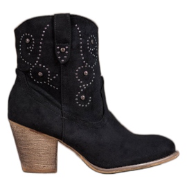 Small Swan Bottes de cow-boy à talons hauts le noir