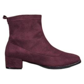 Small Swan Bottines en daim à enfiler rouge