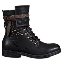 Super Me Bottes à lacets à la mode le noir