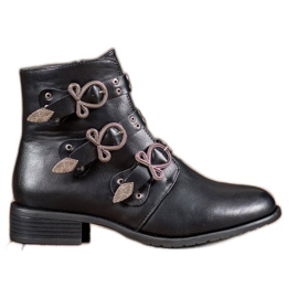 Anesia Paris Bottes noires à boucles le noir