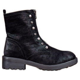 S. BARSKI Bottes hautes avec perles noir